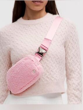 Lululemon Pink Fuzzy Teddy Fleece Belt Bag NEW